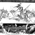 Telephonoskop (Téléphonoscope). Konzeptionelle Illustration der Bildtelefonie und des Flachbildfernsehers, die in Robidas futuristischem Werk erdacht wurden.