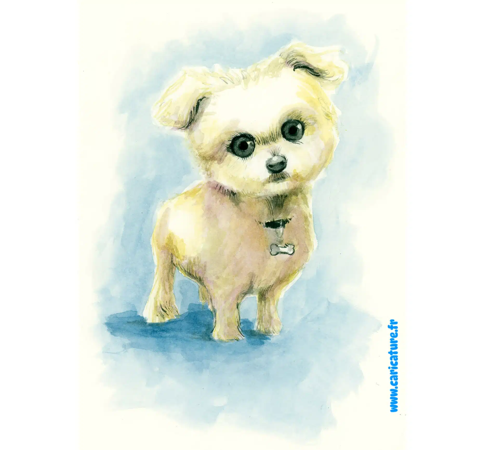 Hundeporträt in Aquarell