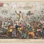 The New Union Club (1819). Eine bekanntermaßen rassistische Karikatur, die sich gegen die abolitionistische Bewegung richtet.