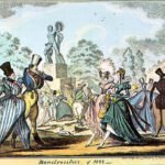 Scheußlichkeiten von 1822. Ein Druck, der sich über die neuesten Modetrends lustig macht.