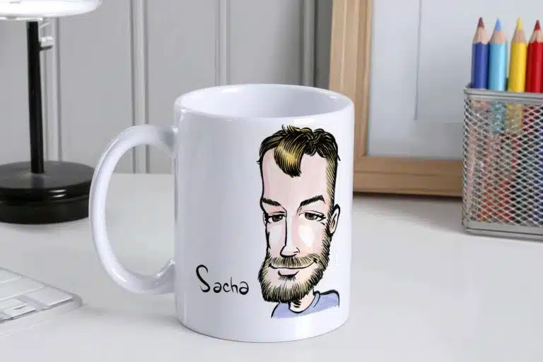 Karikaturtasse mit Stiften