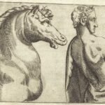 Bärtiger Mann erhebt seinen rechten Arm. Vorbereitende Studie für ein Vatikan-Fresko von Giuseppe Porta (1562-1564).