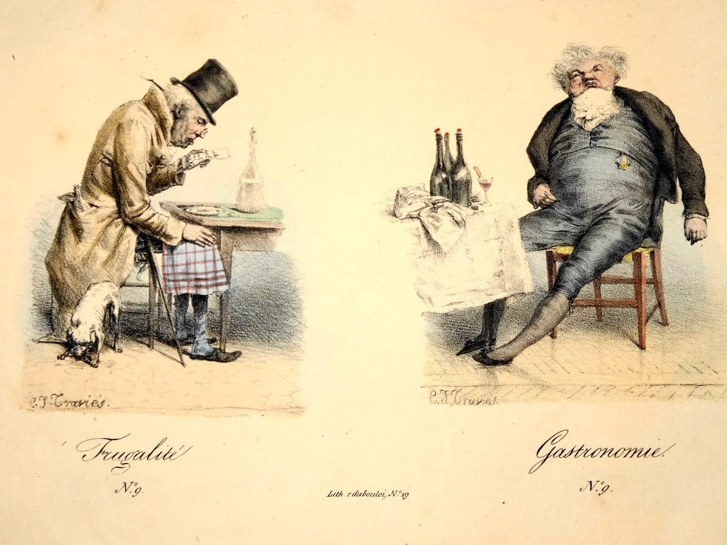 Sparsamkeit, Gastronomie (Frugalité, gastronomie). Von Charles-Joseph Traviès