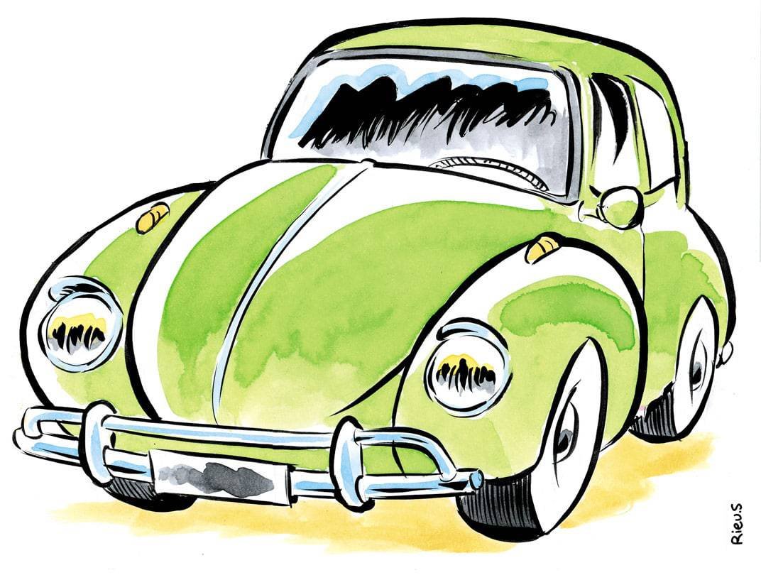 Karikatur eines VW Käfer