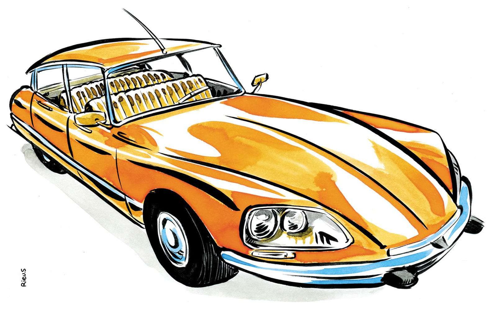 Karikatur eines klassischen Citroën DS