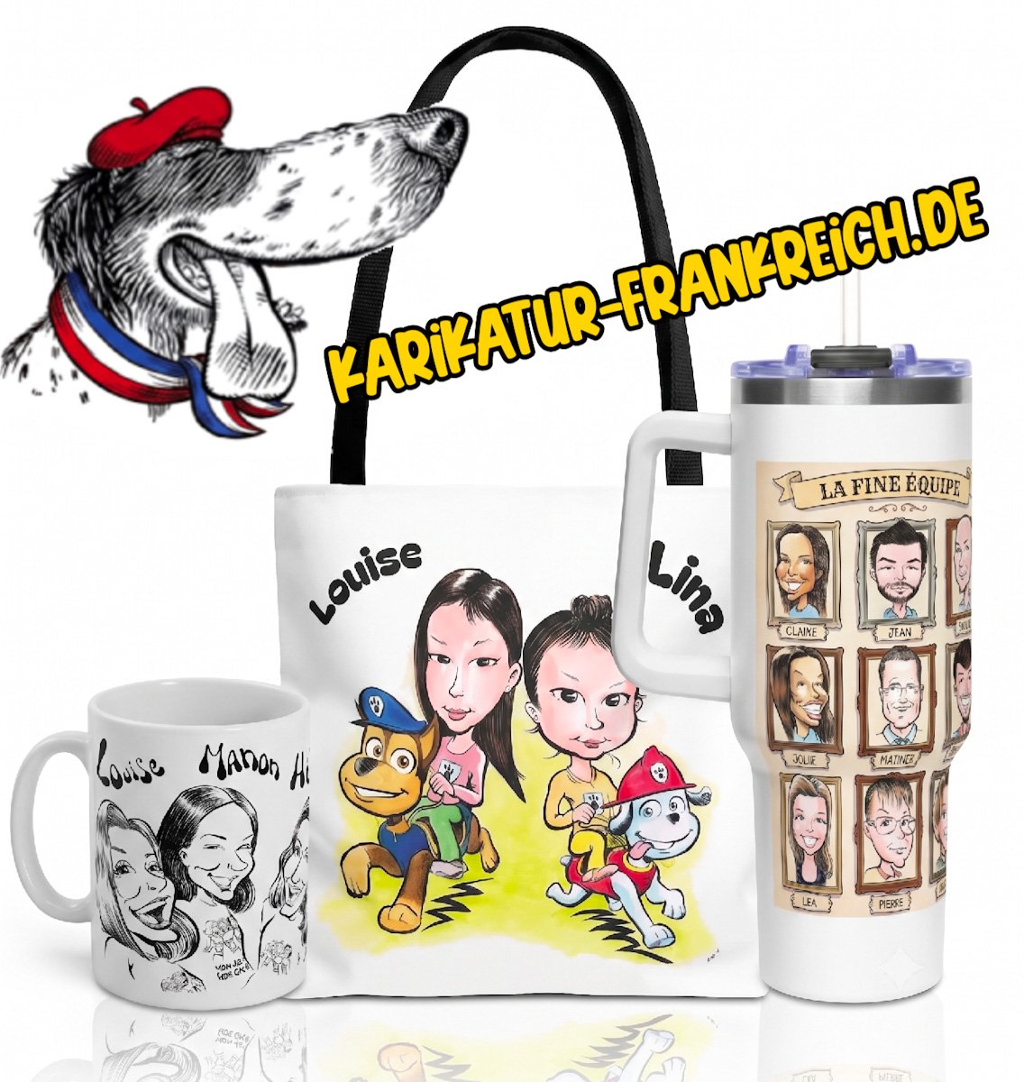 Sébastien Rieu — handgezeichnete Karikatur-Geschenke aus Bordeaux