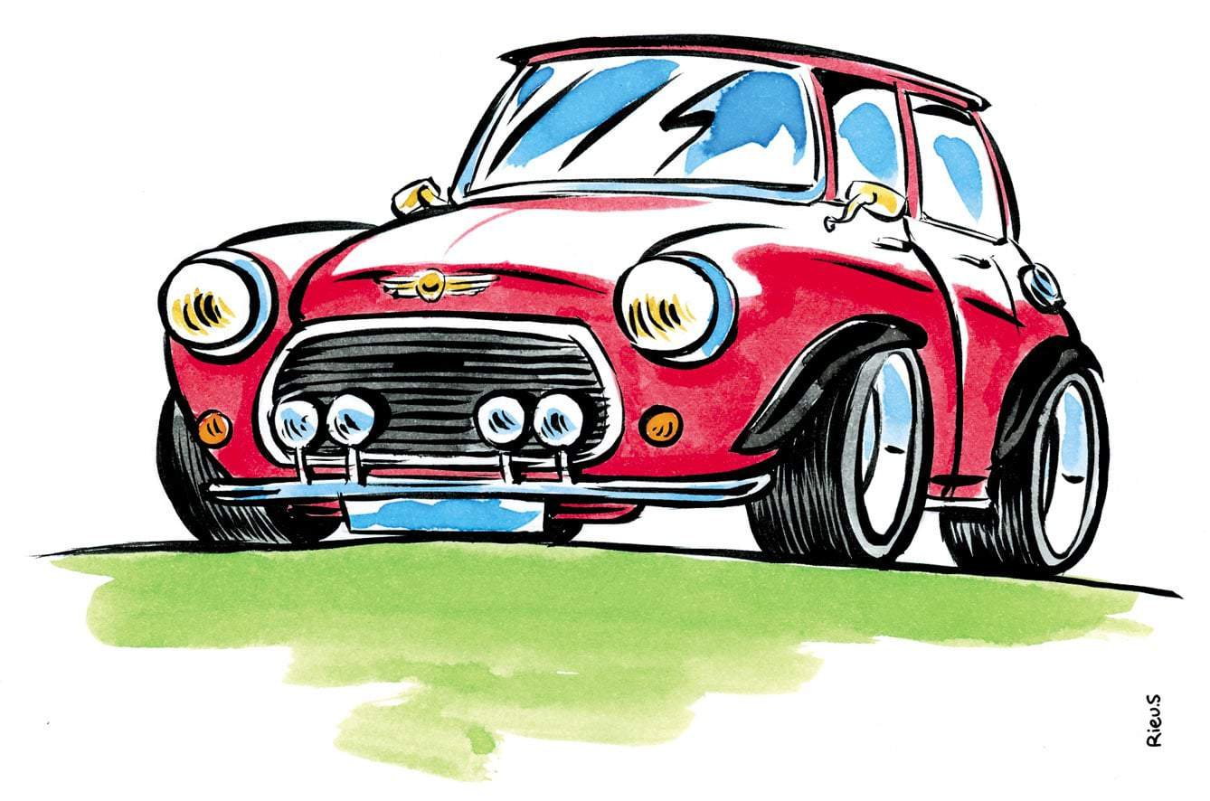 Karikatur eines Mini Cooper