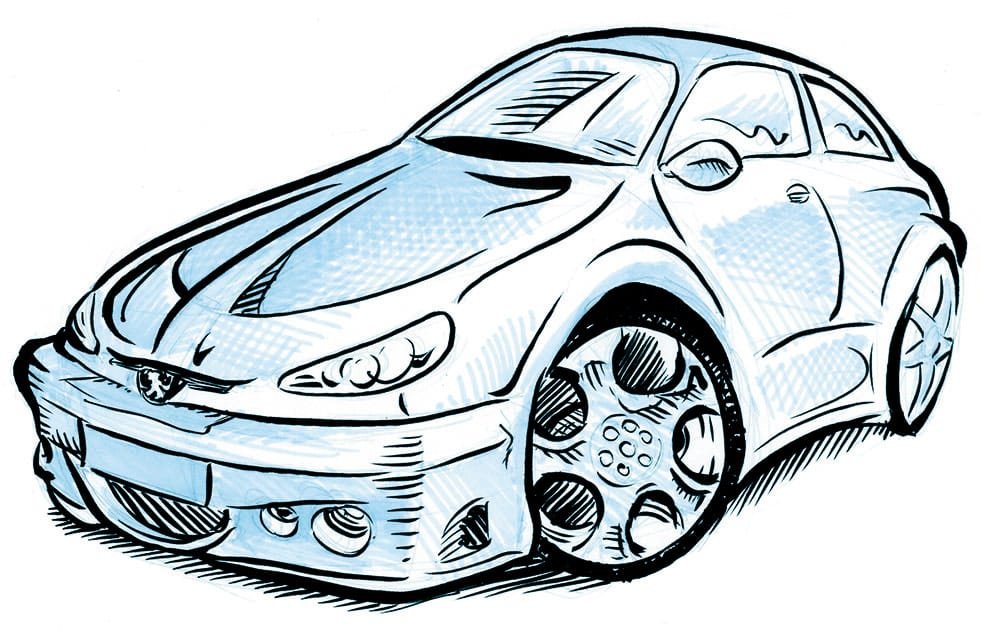 Karikatur eines Peugeot 206 Sport
