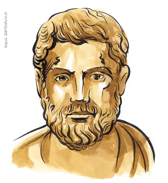 Sepia Aquarell Porträt von Clisthène — Père de la démocratie — ~570–508 av. J.-C. · Sébastien Rieu