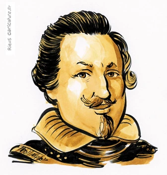 Sepia-Aquarellporträt von Ferdinand II. — Kaiser des Heiligen Römischen Reiches — 1578–1637 · Sébastien Rieu