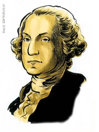Sepia Aquarell Porträt von George Washington — 1er Président — 1732–1799 · Sébastien Rieu