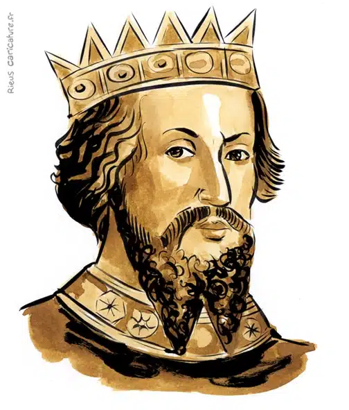 Sepia Aquarell Porträt von Wilhelm I. (England) — Roi — 1028–1087 · Sébastien Rieu