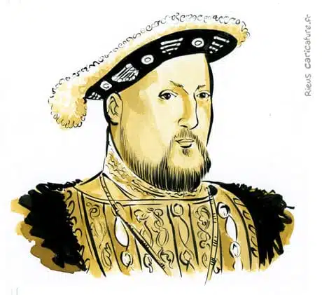 Sepia Aquarell Porträt von Heinrich VIII. (England) — Roi — 1491–1547 · Sébastien Rieu