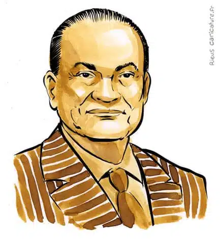 Sepia Aquarell Porträt von Hosni Moubarak — Président — 1928–2020 · Sébastien Rieu