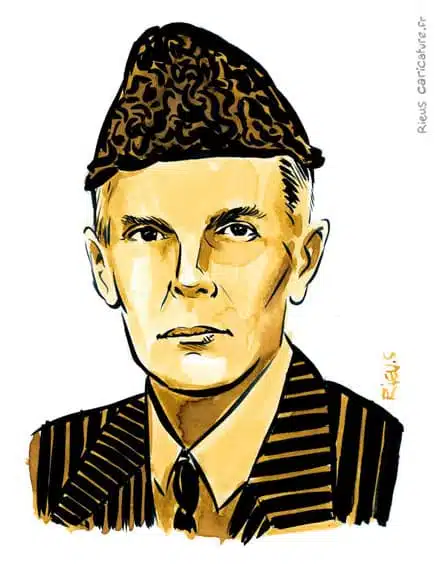 Sepia Aquarell Porträt von Muhammad Ali Jinnah — Fondateur du Pakistan — 1876–1948 · Sébastien Rieu