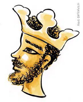 Sepia-Aquarellporträt von Mansa Musa — Kaiser von Mali — ~1280–1337 · Sébastien Rieu