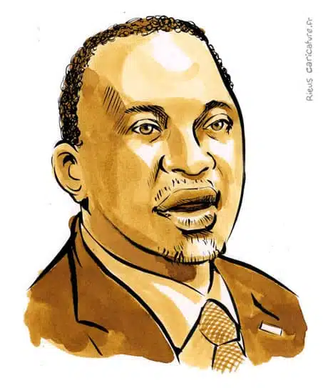 Sepia Aquarell Porträt von Jomo Kenyatta — Président — ~1897–1978 · Sébastien Rieu