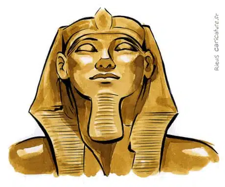 Sepia Aquarell Porträt von Khéops — Pharaon — ~2589–2566 av. J.-C. · Sébastien Rieu