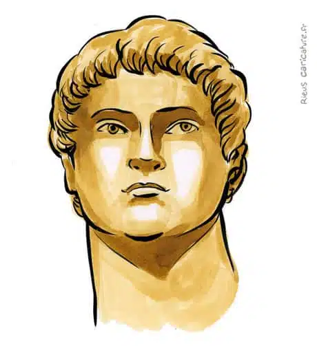 Sepia Aquarell Porträt von Néron — Empereur — 37–68 · Sébastien Rieu