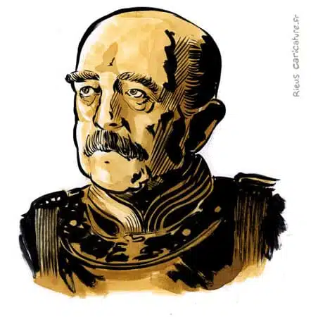Sepia Aquarell Porträt von Bismarck — Chancelier — 1815–1898 · Sébastien Rieu