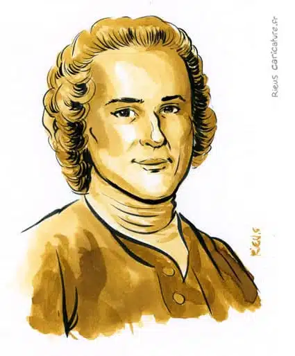 Sepia Aquarell Porträt von Jean-Jacques Rousseau — Philosophe — 1712–1778 · Sébastien Rieu