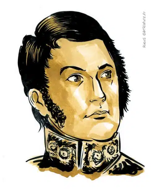 Sepia Aquarell Porträt von José de San Martín — Libérateur d'Argentine — 1778–1850 · Sébastien Rieu