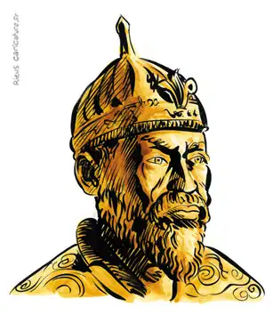 Sepia-Aquarellporträt von Tamerlan — Turko-mongolischer Eroberer — 1336–1405 · Sébastien Rieu
