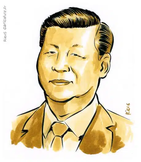 Sepia Aquarell Porträt von Xi Jinping — Président — 1953– · Sébastien Rieu