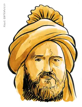 Sepia-Aquarellporträt von Al-Mansur — Abbasidischer Kalif — 714–775 · Sébastien Rieu