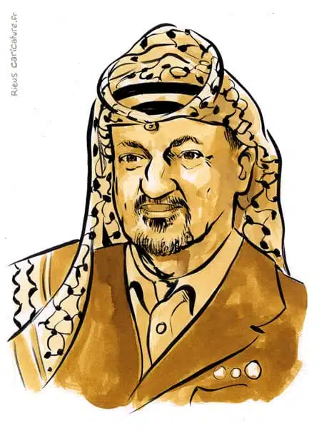 Sepia Aquarell Porträt von Yasser Arafat — Président — 1929–2004 · Sébastien Rieu