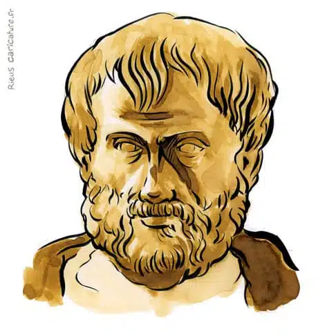 Sepia Aquarell Porträt von Aristote — Philosophe — 384–322 av. J.-C. · Sébastien Rieu