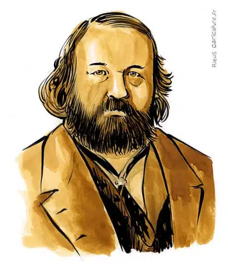 Sepia Aquarell Porträt von Michail Alexandrowitsch Bakunin — Anarchiste — 1814–1876 · Sébastien Rieu