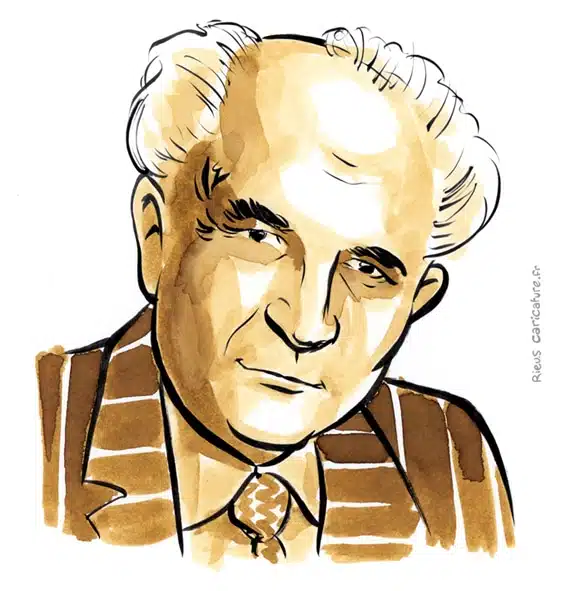 Sepia Aquarell Porträt von David Ben Gourion — Premier ministre — 1886–1973 · Sébastien Rieu