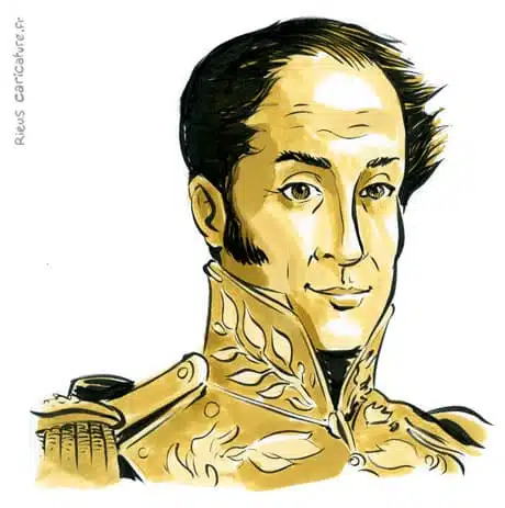 Sepia Aquarell Porträt von Simón Bolívar — Libérateur du Venezuela — 1783–1830 · Sébastien Rieu