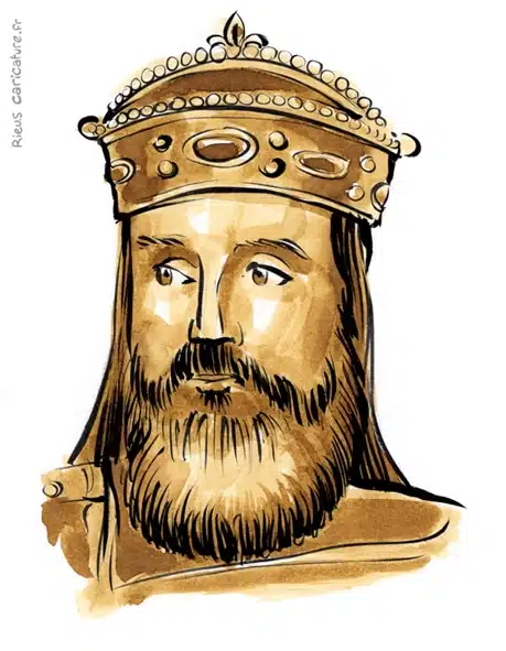 Sepia Aquarell Porträt von Karl der Große — Empereur d'Occident — 742–814 · Sébastien Rieu