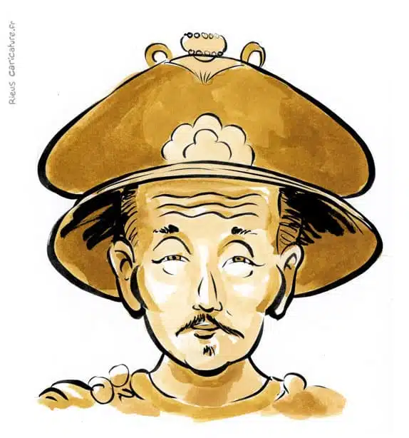 Sepia Aquarell Porträt von Daoguang — Empereur Qing — 1782–1850 · Sébastien Rieu