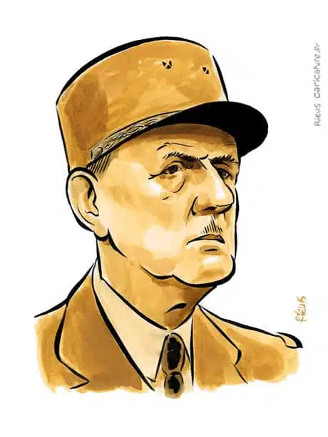 Sepia Aquarell Porträt von Charles de Gaulle — Président — 1890–1970 · Sébastien Rieu