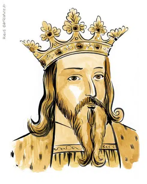 Sepia Aquarell Porträt von Eduard III. (England) — Roi — 1312–1377 · Sébastien Rieu