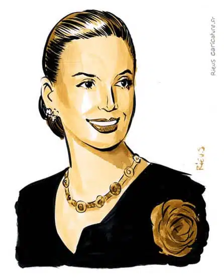 Sepia Aquarell Porträt von Eva Perón — Première dame d'Argentine — 1919–1952 · Sébastien Rieu