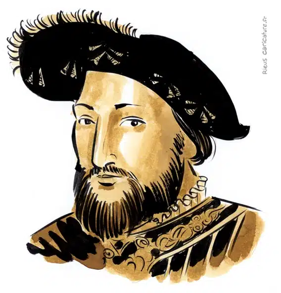 Sepia Aquarell Porträt von Franz I. (Frankreich) — Roi de France — 1494–1547 · Sébastien Rieu