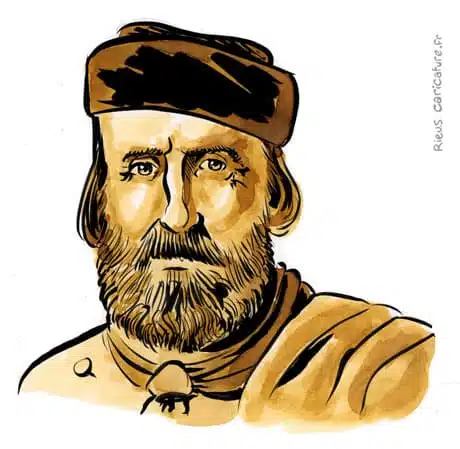 Sepia Aquarell Porträt von Garibaldi — Héros de l'unité italienne — 1807–1882 · Sébastien Rieu