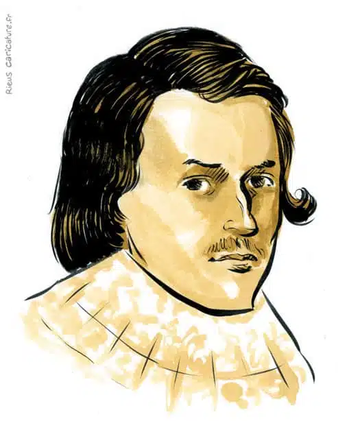 Sepia Aquarell Porträt von George Villiers, 1. Duke of Buckingham — Duc de Buckingham — 1592–1628 · Sébastien Rieu