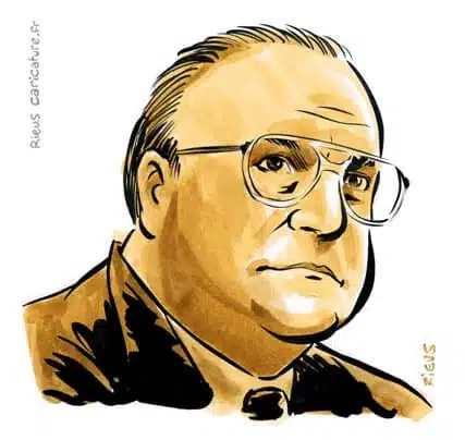 Sepia Aquarell Porträt von Helmut Kohl — Chancelier — 1930–2017 · Sébastien Rieu