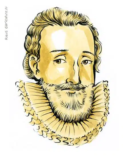 Sepia Aquarell Porträt von Heinrich IV. (Frankreich) — Roi de France — 1553–1610 · Sébastien Rieu