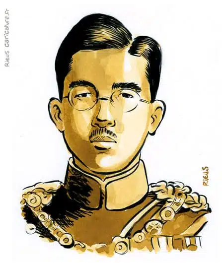Sepia Aquarell Porträt von Hirohito — Empereur — 1901–1989 · Sébastien Rieu