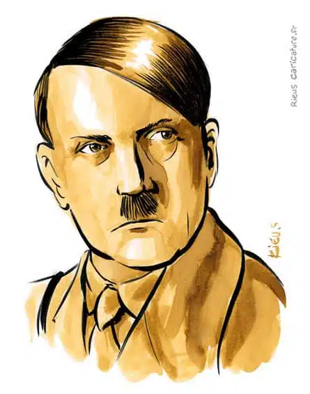 Sepia Aquarell Porträt von Adolf Hitler — Dictateur — 1889–1945 · Sébastien Rieu