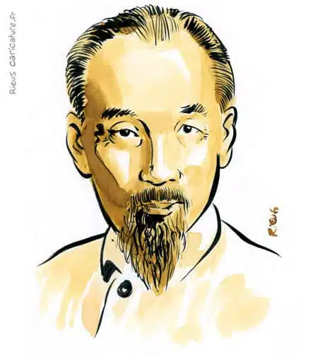 Sepia Aquarell Porträt von Hô Chi Minh — Président — 1890–1969 · Sébastien Rieu