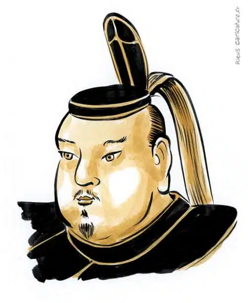 Sepia Aquarell Porträt von Tokugawa Iemitsu — Shogun — 1604–1651 · Sébastien Rieu