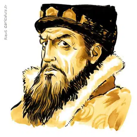 Sepia Aquarell Porträt von Iwan IV. (Russland) — Tsar — 1530–1584 · Sébastien Rieu