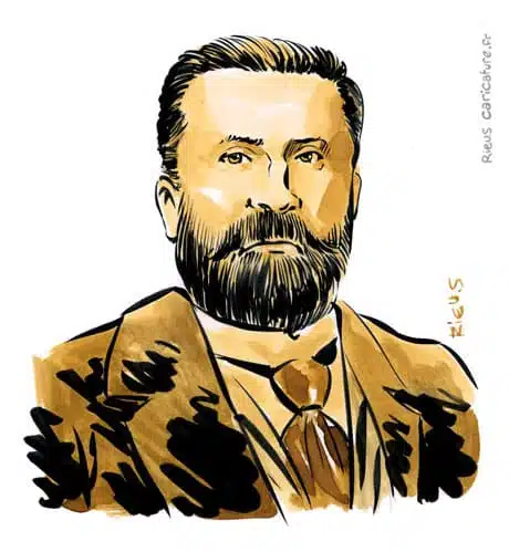 Sepia Aquarell Porträt von Jean Jaurès — Homme politique — 1859–1914 · Sébastien Rieu